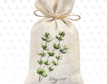 Luca-S / PM1233 Thyme - Potpourri Bag, 18.5x10.5 cm / Cross Stitch Kit