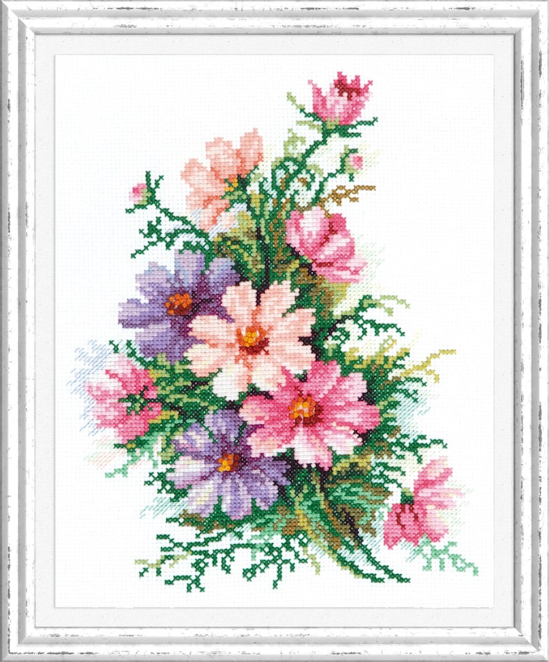 Magic Needle 40-54 Cosmos Flowers 18 x 24 cm Cross Stitch Kit