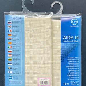 RTO / voorgesneden handwerk stof Aida 14 Graaf Licht Ecru (101) 39x45cm 100% Katoen / AIDA14-101