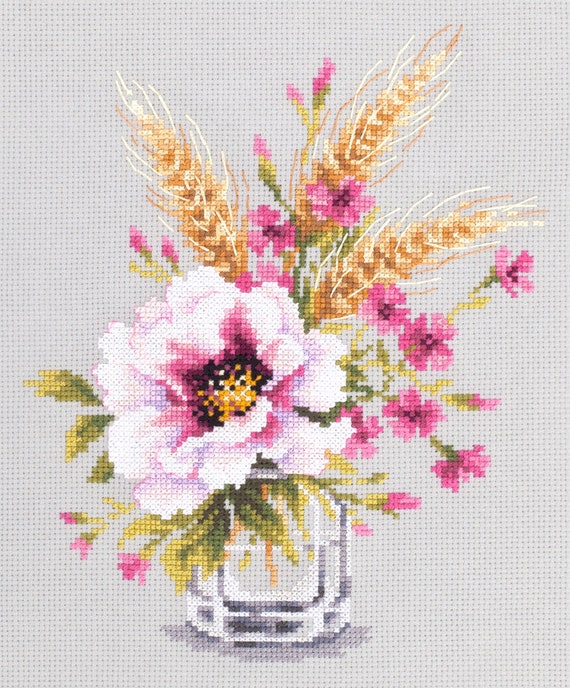 Magic Needle / 100-015 Poppy and Maiden Pinks 18x23 Cm / Cross