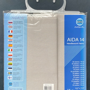 RTO / Pre-cut Needlework Fabric Aida 14 Count Grey 39x45cm 100% Cotton / AIDA14-713