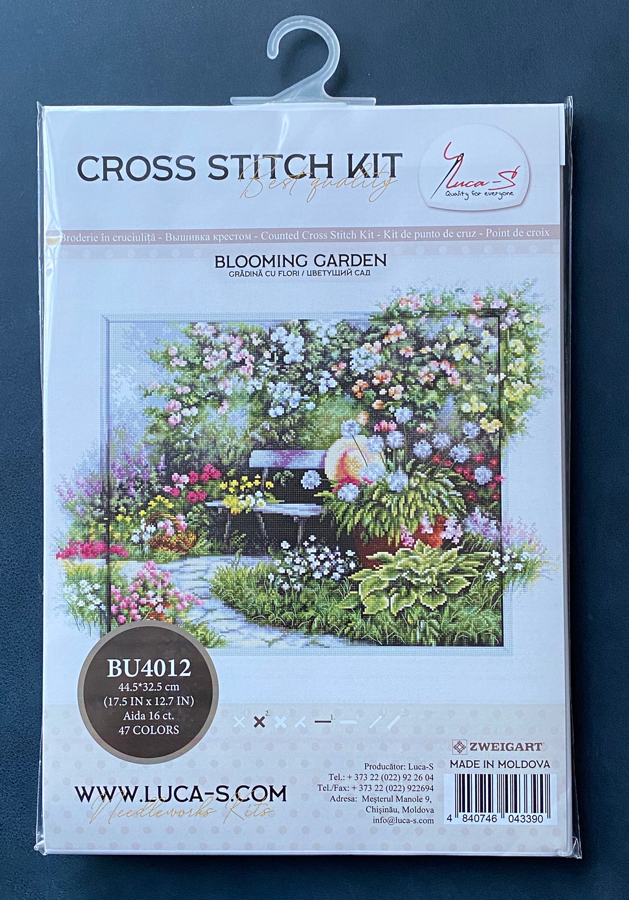 Luca-S Kreuzstich-Set „Blühender Garten Sessel“ – 43x28 Cm, Inkl. Stoff, Garn & Anleitung In 5 Sprachen