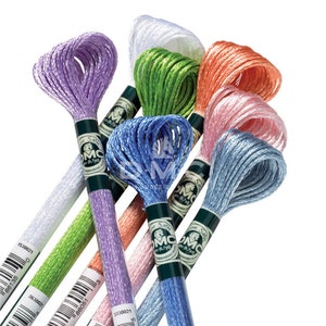 DMC 1008F Satin Thread / 6 or 8 Skeins of DMC Satin in a Set, 28 Colors, 1008F / Embroidery Thread