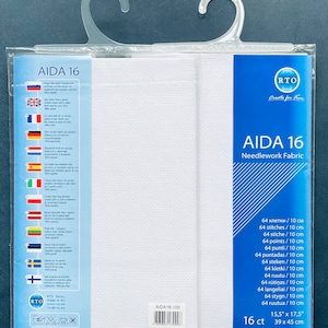 RTO / voorgesneden handwerk stof Aida 16 Tel Wit 39x45cm 100% Katoen / AIDA16-100