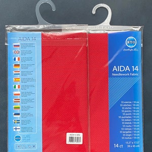 RTO / Pre-cut Needlework Fabric Aida 14 Count Red 39x45cm 100% Cotton / AIDA14-954