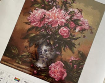 ルカ-S / B543 牡丹の花瓶 / クロスステッチキット - Etsy 日本