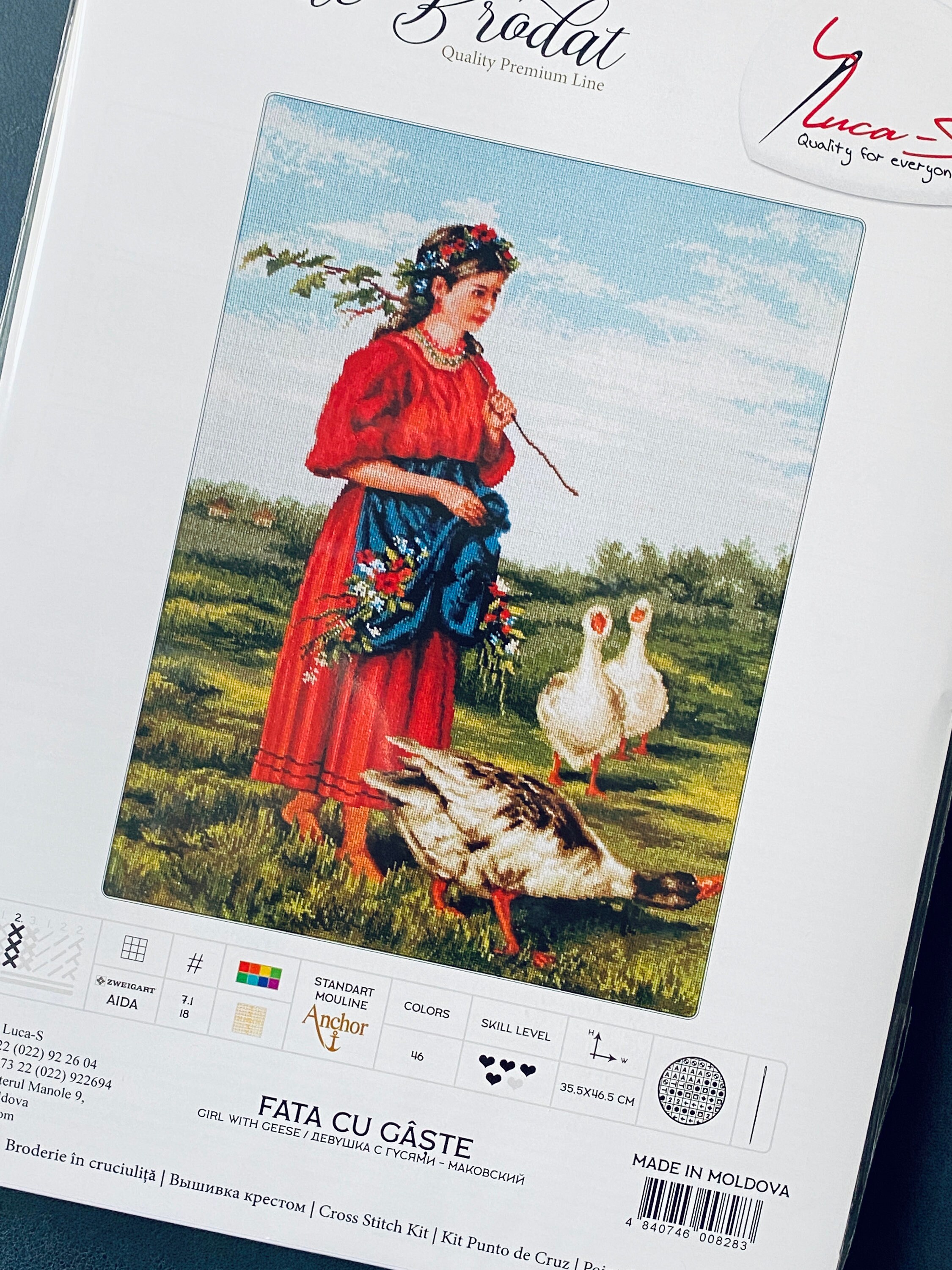 Luca-s / B486 Girl With Geese / Cross Stitch Kit - Etsy