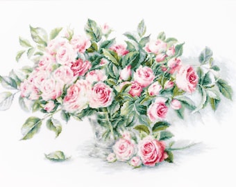 Luca-S / B2286 Bouquet of Pink Roses, © Elena Bazanova / Cross Stitch Kit