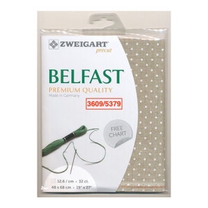Zweigart / 32Ct (12.6 St/cm) Precut Fabric Belfast Linen, Petit Point 3609, 48x68cm / 19&quot; x 27&quot;, Color: 5379