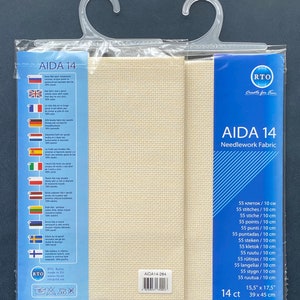 RTO / Pre-cut Needlework Fabric Aida 14 Count Ecru 39x45cm 100% Cotton / AIDA14-264