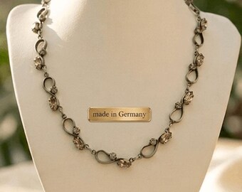 Halskette Serafina in Light Smoked Topas & Light Amethyst – handgelötete Manufakturarbeit – made in Germany // 8585