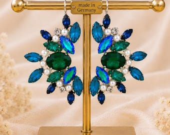Ohrringe Aurelia in Capri Blue, Medium Emerald und Bermuda Blue – made in Germany // 8580