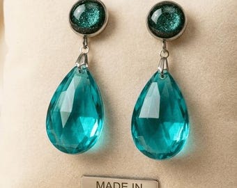 Ohrringe Elyndra in turquoise & moosgrün – made in Germany // 8572