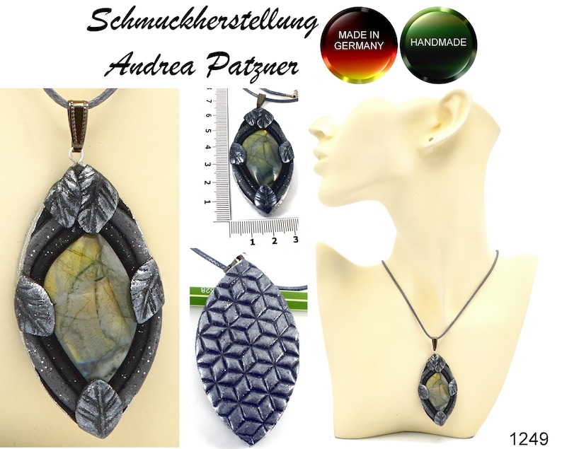 handmade unique various designs Polymer clay pendant on synthetic leather chain
