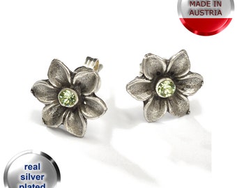 Rhinestone flower stud earrings C-6/2013 ___/ Traditional costume * Traditional costume jewelry * Traditional costume earrings * Oktoberfest * Daffodil Festival * Praterwiese * Oktoberfest