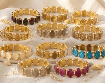 Aurelia Nova Armband „Golden Luxury“ – handgefertigte Farbkunst unter Glas – made in Germany