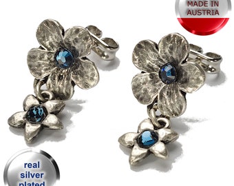 Flower rhinestone earrings Josefa C-111/2017-1 ___/ Traditional costume * Traditional costume jewelry * Traditional earrings * Oktoberfest * Daffodil Festival * Oktoberfest