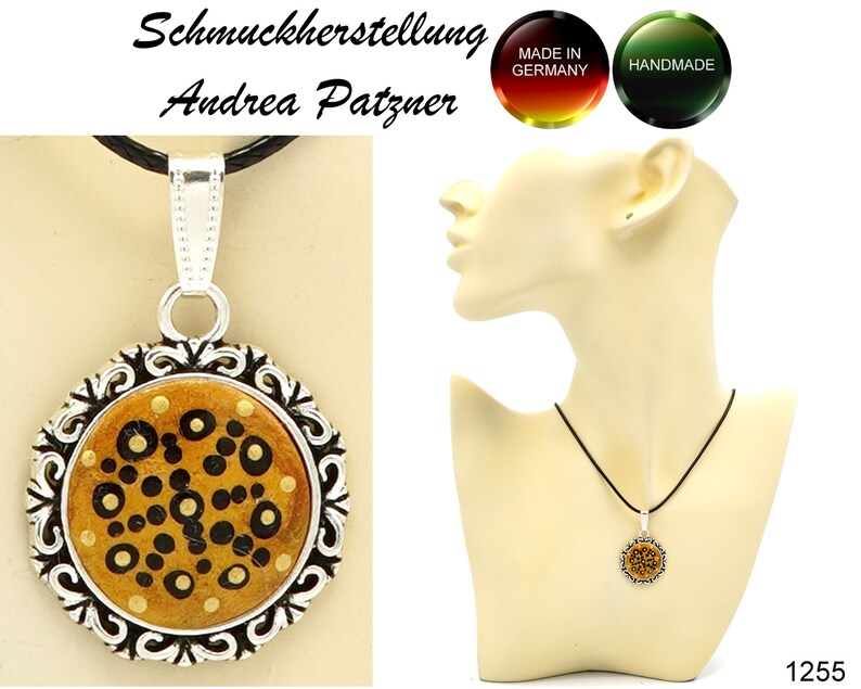 handmade unique various designs Polymer clay pendant on synthetic leather chain