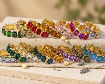 Armband Aura mit großen Oktagon Glassteine – Made in Germany