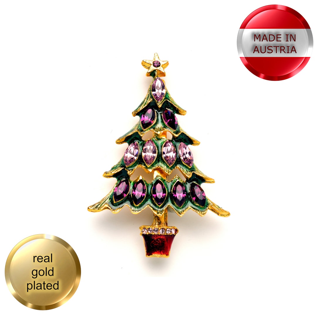 Broche sapin de Noël violette 1809EM VR ___/ Décorations de Noël Noël