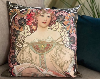 Alphonse Mucha Decorative Pillow Cushion cover Throw pillow Unique Accent pillow Cushion pad Color option