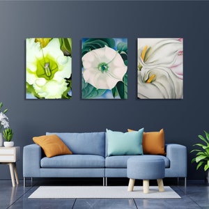 Georgia O'Keeffe art, Georgia O'Keeffe flowers, Georgia O'Keeffe painting print, White Flowers, Printed Floral painting, Georgia Okefe image 7