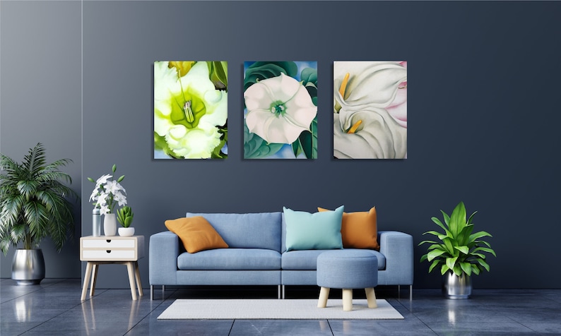 Georgia O'Keeffe art, Georgia O'Keeffe flowers, Georgia O'Keeffe painting print, White Flowers, Printed Floral painting, Georgia Okefe image 7