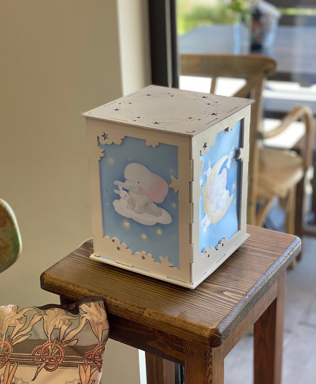 Nursery Room Lamp, LED Night Light, Wooden Personalized Baby Room Lamp