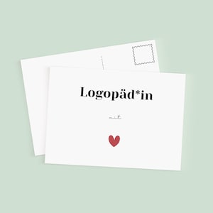 Postkarte ,Logopäd*in/Sprachtherapeut*in mit Herz‘ oder Wunschtext Logopädie Sprachtherapie Klinische Linguistik Geschenk Büro Praxis