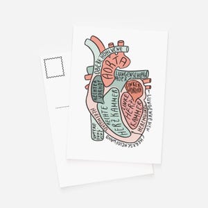 Postkarte Anatomie des Herzens; Medizin MFA medizinische Fachangestellte Geschenk Büro Praxis Medizin