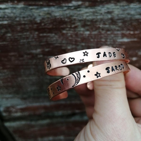 Kid bracelets - Personalised bracelets- Name bracelet - Stars cuff- Jewellery for kids - Bracelets pour enfants - Personal message bracelets