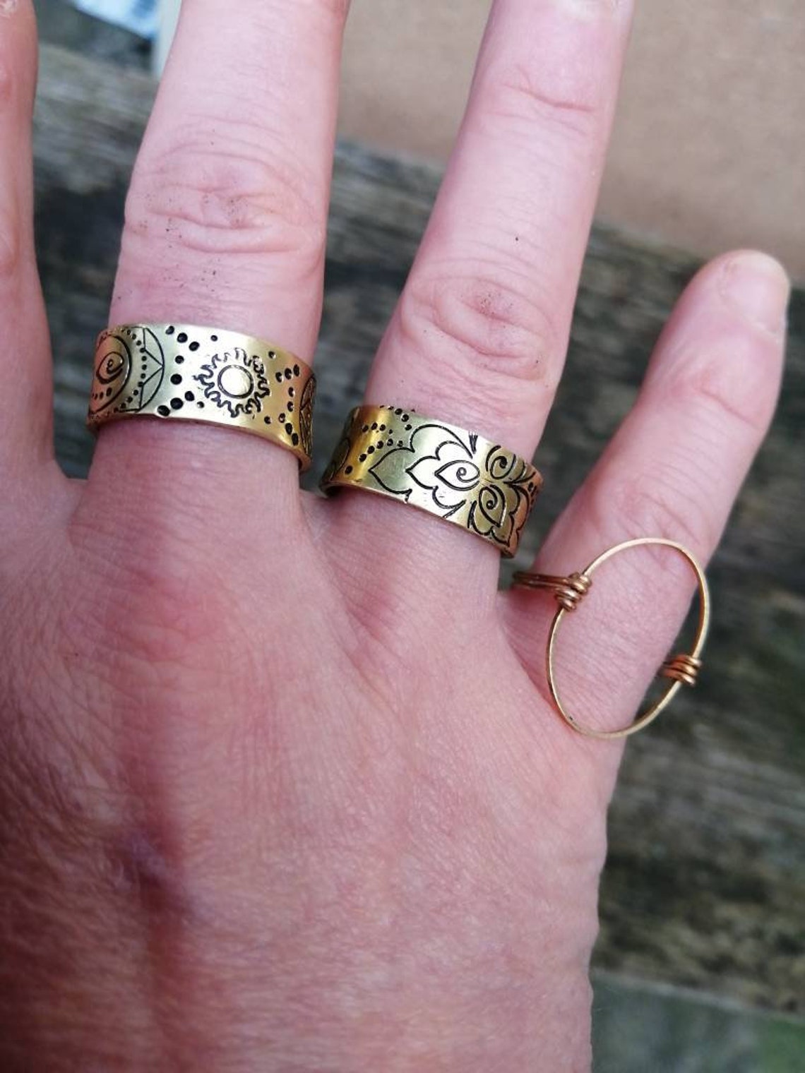 Mandala Ring Gold Brass Ring Sun Ring Bohemian Ring Ethnic Etsy Norway