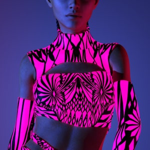 Festival Infinity Crop Top, Cutout Rave Top, UV Light Outfit, Neon Clothing, Psychedelic Party Top, Festival Rave Outfit, Festival Outfit