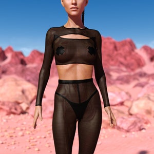 Festival Leggings Set, Transparent Sexy Outfit, Rave Mesh Outfit, Festival Mesh Set, Disco Party Outfit, Summer Outfit, Burning Man Outfit