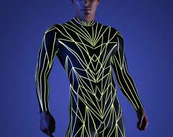 UV Reflective Costume, Neon Costume Man, Festival Costumes Men, Performance Costume Man, Rave Costume Men, Festival Bodysuit, Rave Outfit