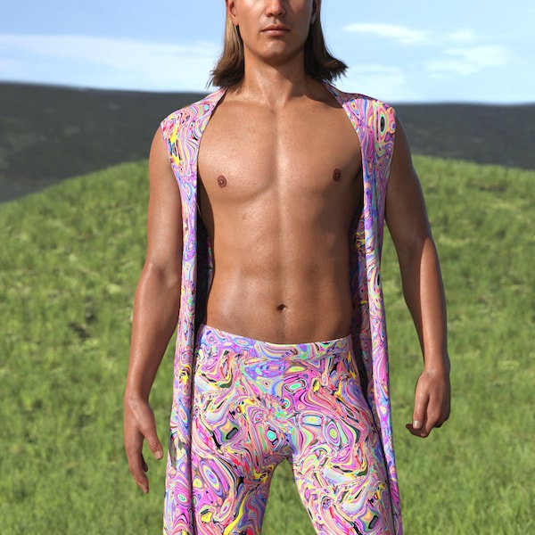 Trippy Hippie Outfit, Vintage Hippie Set, Floral Boho Male Set, Disco Hippie Outfit, Hippie Male Set, Psychedelic Men Outfit, 70s Hippie Men