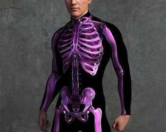 X-ray Skeleton Costume Men, Burning Man Costume, Man's Cosplay Costume, Rave Bodysuit Men, Festival Bodysuit Men, Funny Rave Outfit Man