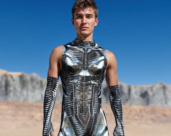 Festival Men Costume, Sleeveless Male Festival Costume, Rave Bodysuit For Men, Performance Costume Men, Rave Party Costume, Rave Outfit Man