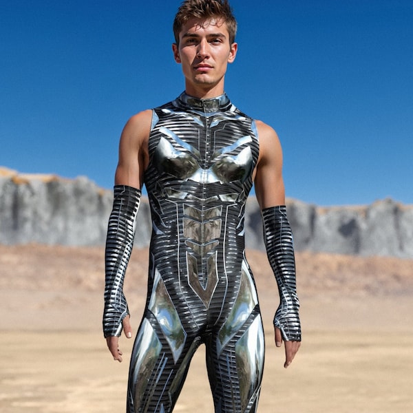 Festival Men Costume, Sleeveless Male Festival Costume, Rave Bodysuit For Men, Performance Costume Men, Rave Party Costume, Rave Outfit Man