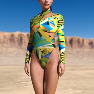 Festival Sexy Bodysuit, Rave Dancer Bodysuit, Split Festival Rave Bodysuit, Burning Man Clothing Woman, Festival Cutout Pole Dance Bodysuit