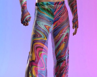 Rave Party Men Pants, Festival Split Pants For Men, See-Through Rave Pants For Men, Festival Man Pants, Disco Rave Pants, Performance Pants