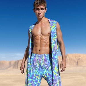 Psychedelic Men Set, Rave Vest Set Men, Rave Outfit Men, Festival Men Clothing, Male Fashion Set, Festival Outfit Man, Festival Costume Men