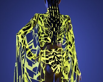 Rave Dancer Wings, Festival Disco Wings, transparente Engelsflügel, Neon Kleidung, UV Licht Outfit, Burning Man Outfit, Festival Mesh Wings