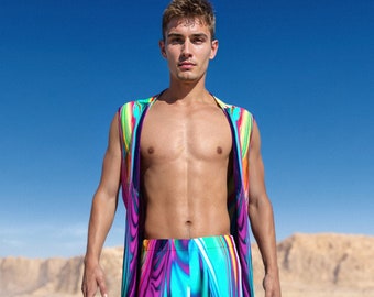 Rave Outfit Men, Festival Outfit Man, Male Vest Set, Rave Men Clothing, Male Psychedelic Set, Male Festival Costume, Festival Set For Men