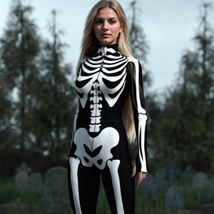 Skeleton Bodysuit, Skeleton Costume Women, Skeleton Costume, Womens Skeleton Costume, Skeleton Jumpsuit, Black and White Skeleton Costume