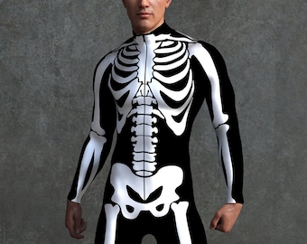 Skeleton Costume, Mens Skeleton Costume, Skeleton Costume Men, Mens Halloween Costume, Costume For Men, Black and White Skeleton Costume Man