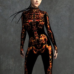 Burning Skeleton Costume, Skeleton Costume, Skeleton Bodysuit, Skeleton Costume Women, Halloween Costume For Women, Womens Skeleton Costume