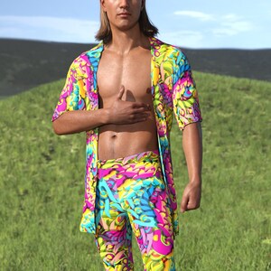 Festival Hippie Nature Set, Trippy Hippie Outfit, Hippie Male Set, Psychedelic Men Outfit, Hipster Boho Male Set, Hippie Disco Clothing Men