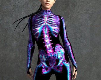 Cyber Skeleton Costume, Skeleton Costume Women, Skeleton Bodysuit, Womens Skeleton Costume, Skeleton Jumpsuit, Cyber Skeleton Costume Women