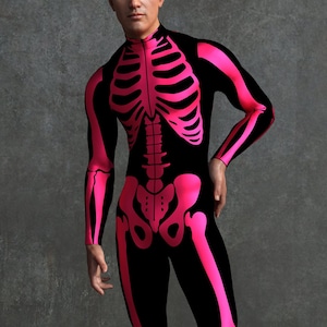 Men's Skeleton Bodysuit, Gothic Halloween Costume Men, X-Ray Skeleton Costume Men, Halloween Catsuit for Adults, Skeleton Costume Man